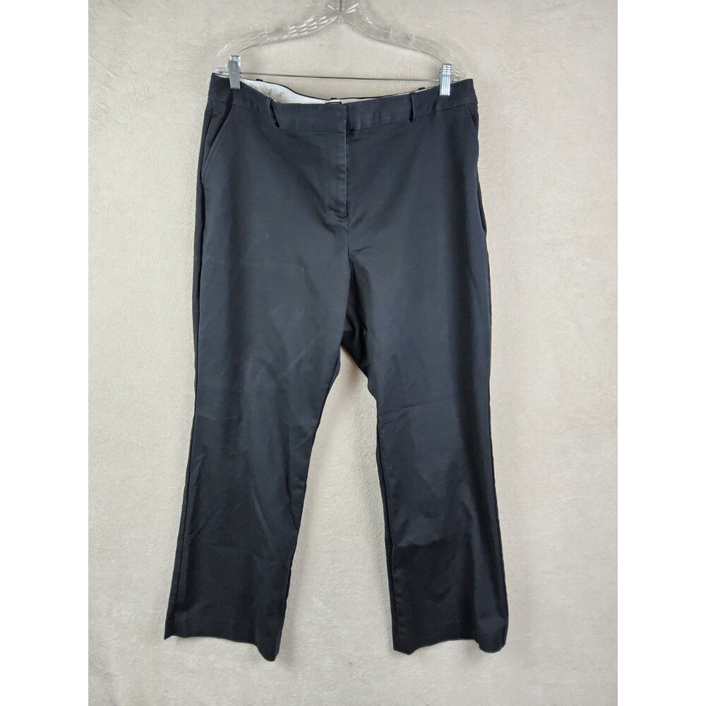 Talbots Women's Freeport Curvy Flat Front Trouser Chino Black Pants Size 20